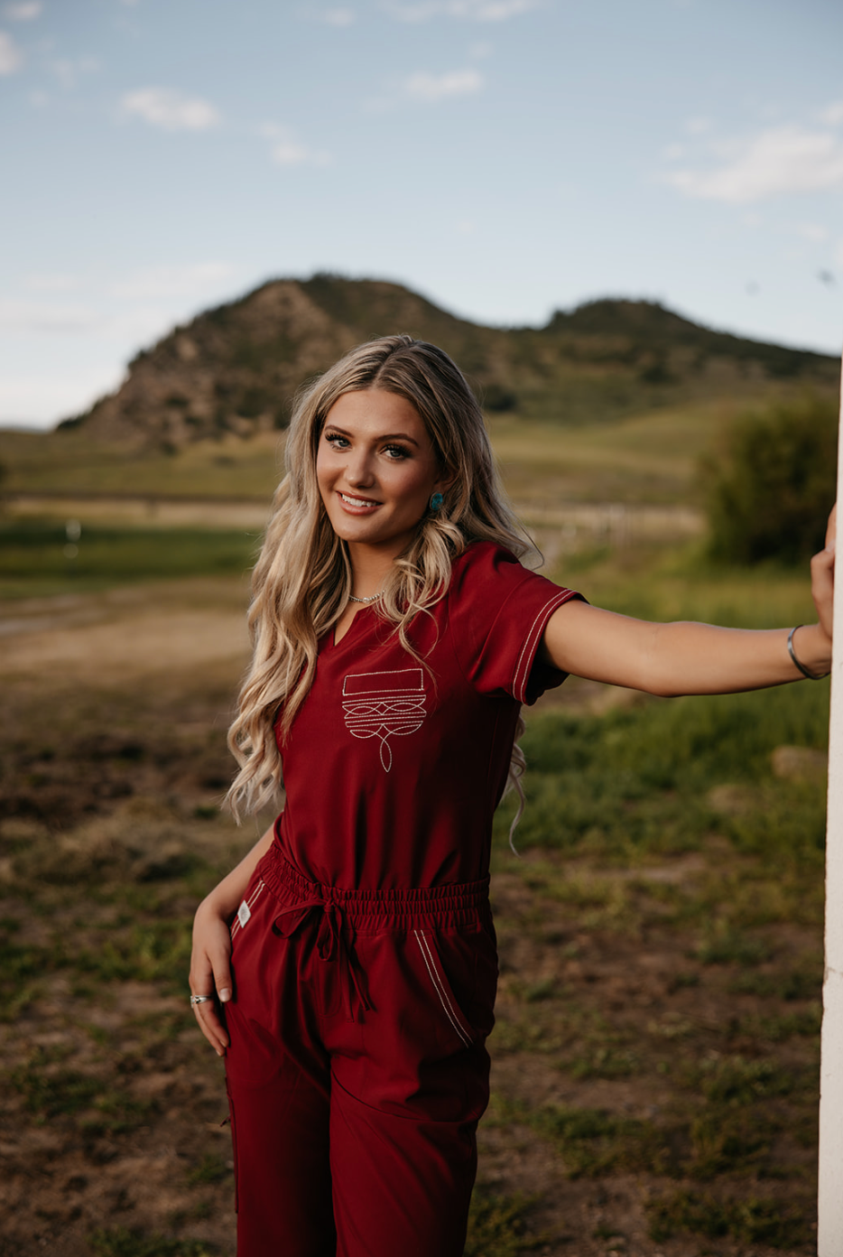 Maroon Boot-Stitch Pants