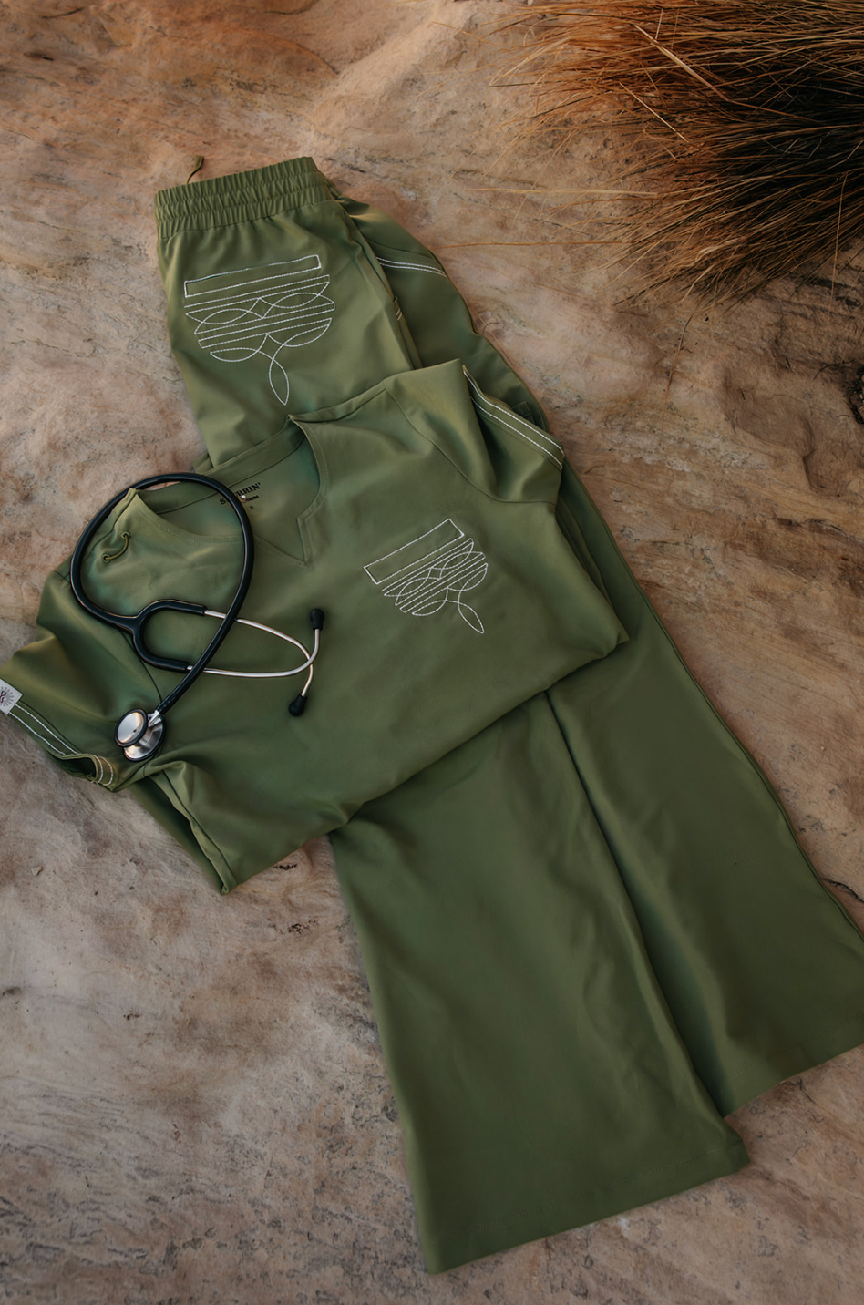 Olive Green Boot-Stitch Pants