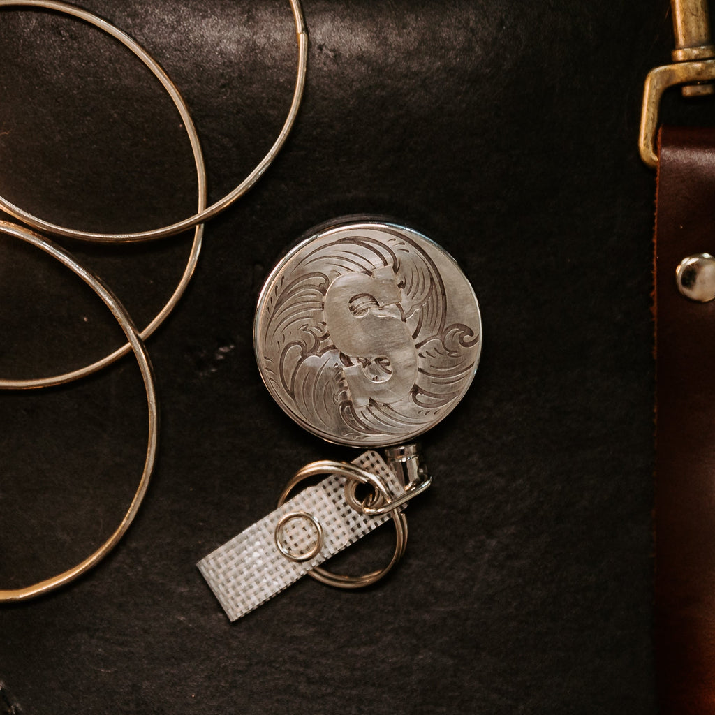 Alphabet Letters without Stone Badge Reel