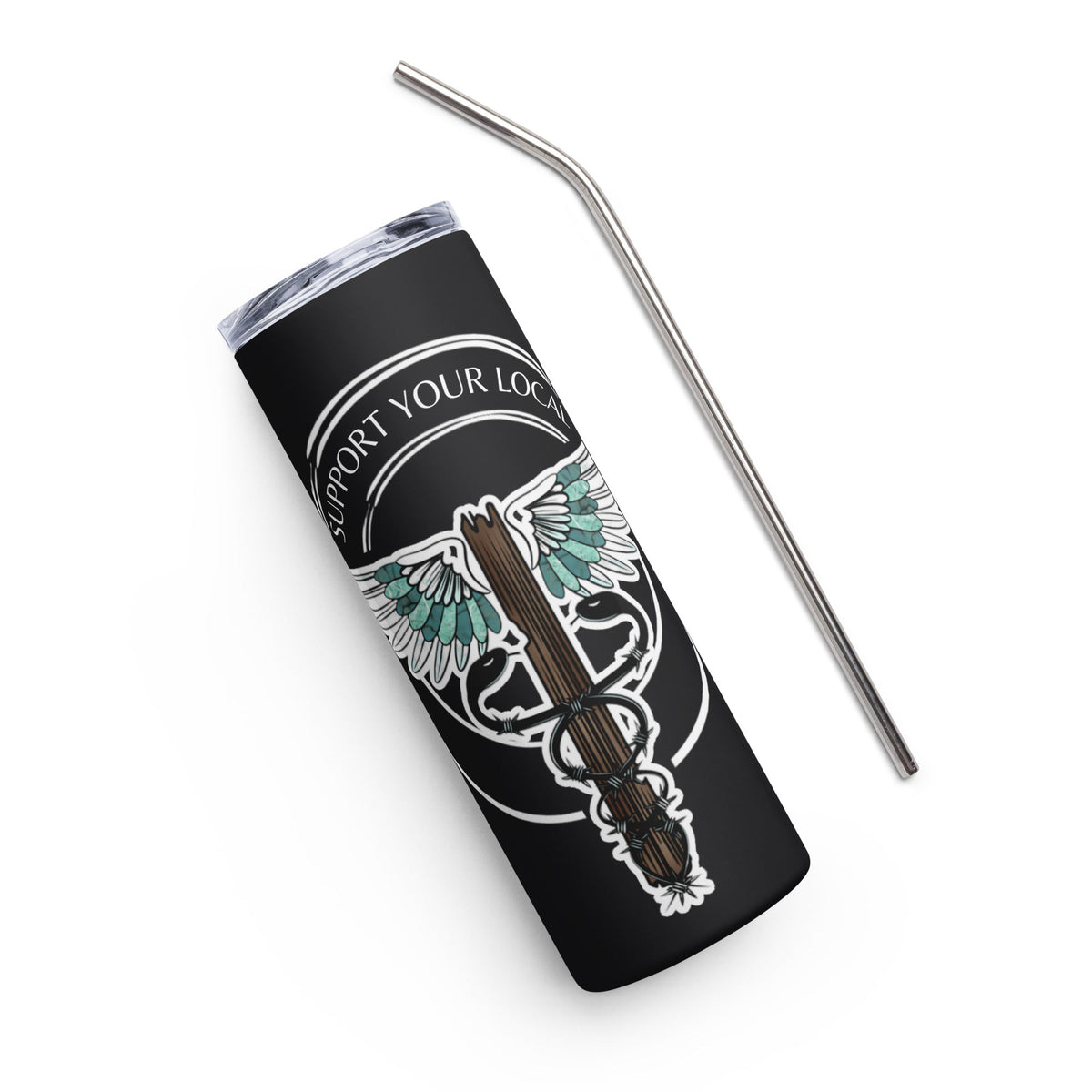 Support Your Local- Black Stainless Steel Tumbler